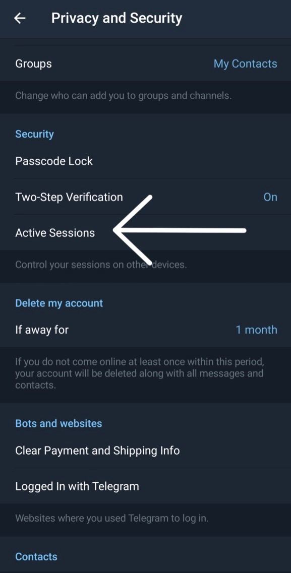 How to close Telegram Active Sessions